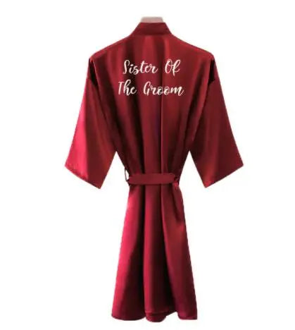 Bride Robe Women Burgundy Robe Satin Silk Robes Wedding Bridal Bridesmaid Robes Bathrobe Sleepwear Silk Dress