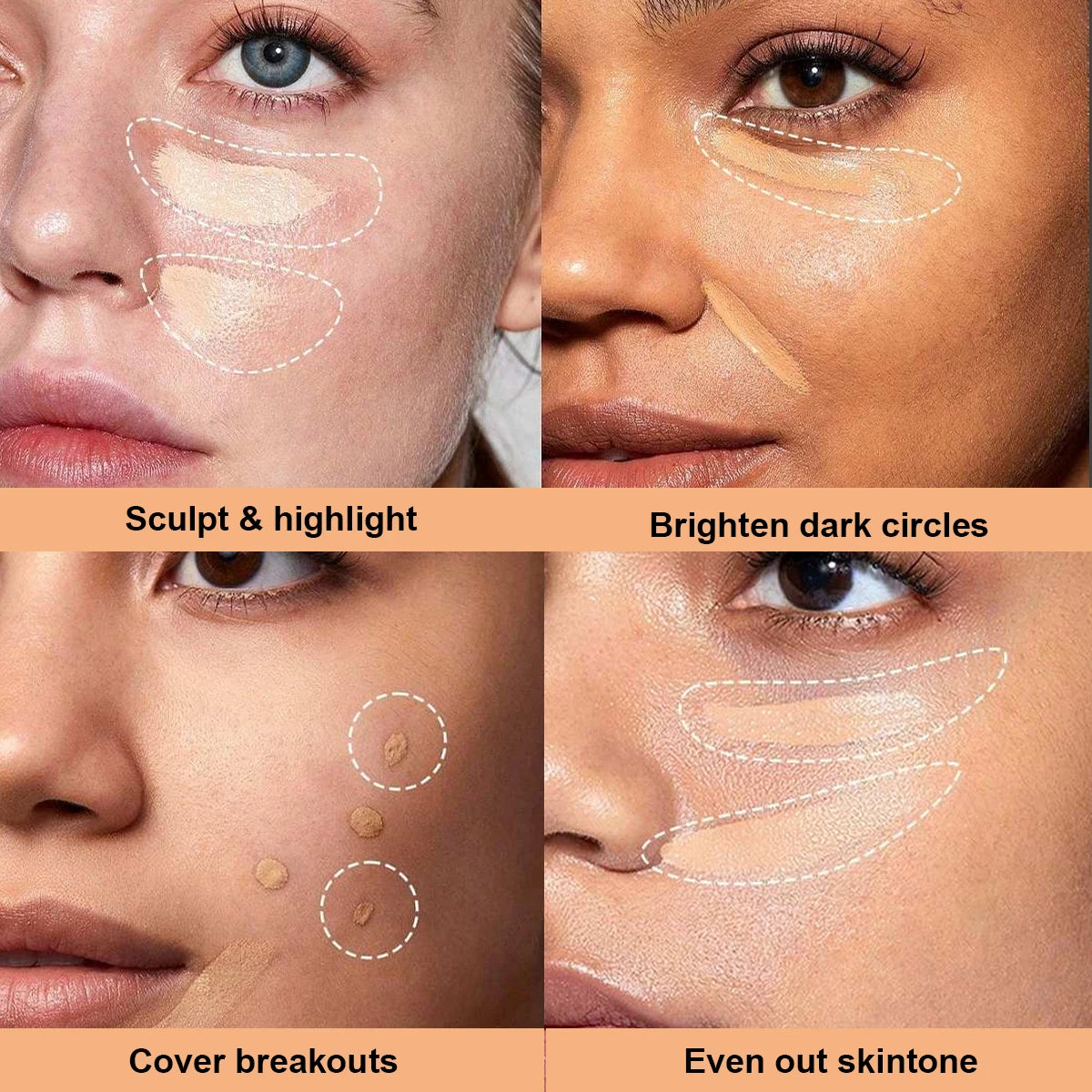 12 Color Concealer Foundation Makeup, Waterproof Skin Tone Correction Concealer, Long-term Full Coverage Makeup Facial Cosmetics