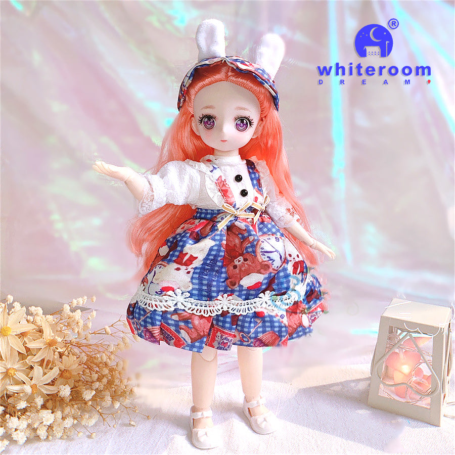New 30cm BJD Doll High Beauty Asian Girl Toy For Chilren Retro Classic Wedding Dress Lolita Noble Rabbit Holiday Birthday Gift