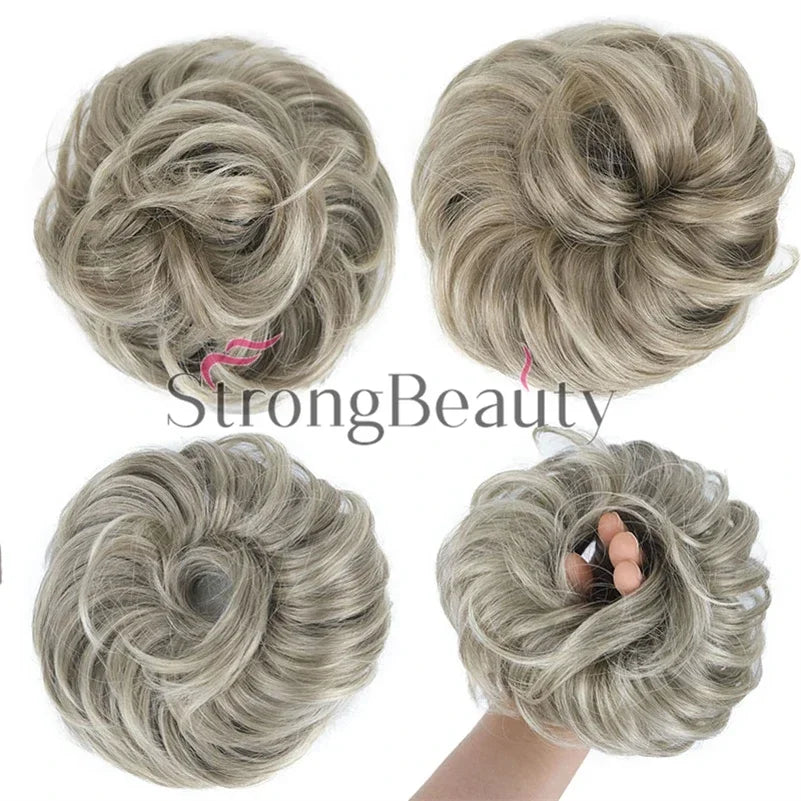 Synthetic Messy hair piece Daily Use Donut Chignon Scrunchies Fake Elastic Hairpiece Blonde Brown Bun For Women