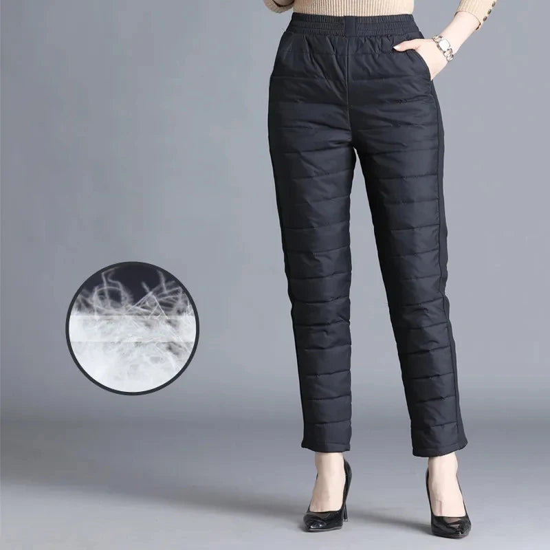 Winter 90% Duck Down Thicken Harem Pants Mom Casual High Waist Warm Pantalones Loose Windproof Straight Spodnie New Trousers