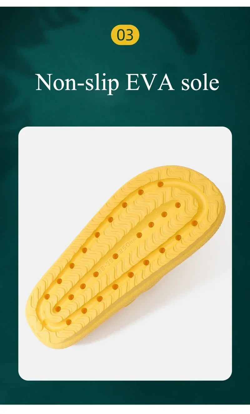 EVA Beach Slippers Thick Sole 4cm Cloud-Like Comfort Home Use Couple Height Increasing Indoor Solid Color Summer Sandals