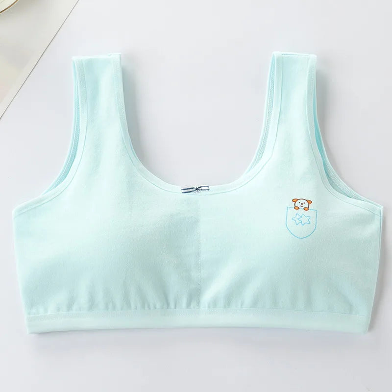 Underwear for Female Primary School Students 8-9-12-16 Years Old Small Vest Cotton Girl Junior High School Student Anti-Bump Bra