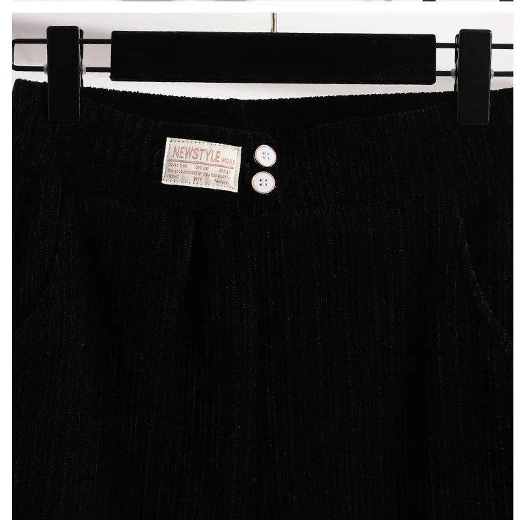 New 2024 Winter Pants For Women Thick Velvet High Elastic Waist White Or Black Chenille Pants Women Streetwear Wide Leg Trousers