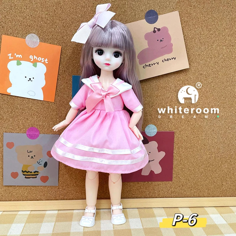 New 30cm BJD Doll High Beauty Asian Girl Toy For Chilren Retro Classic Wedding Dress Lolita Noble Rabbit Holiday Birthday Gift