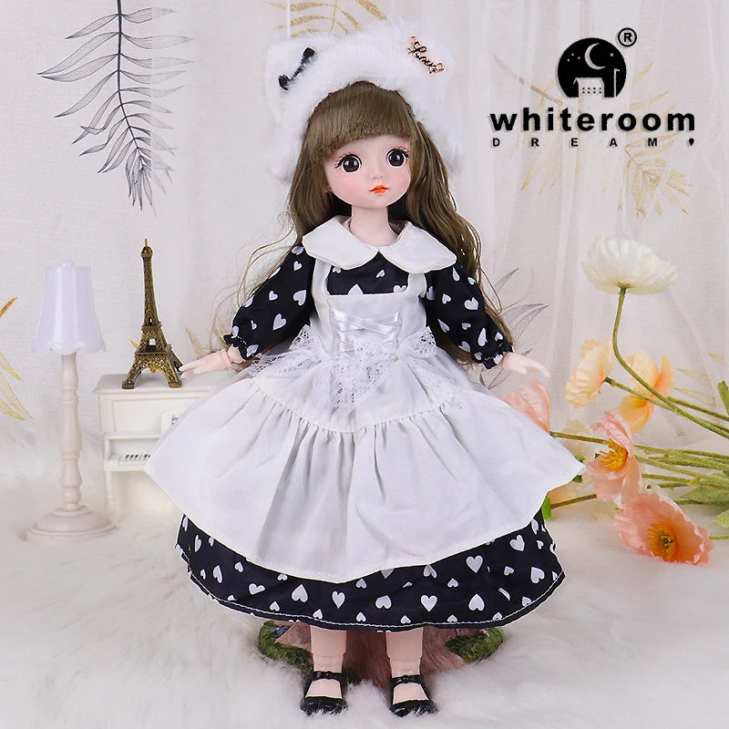 New 30cm BJD Doll High Beauty Asian Girl Toy For Chilren Retro Classic Wedding Dress Lolita Noble Rabbit Holiday Birthday Gift