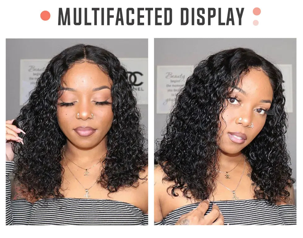 SVT Brazilian Water Wave Short Bob Lace Front Closure Wig Human Hair Wigs Wavy Curly Bob Frontal Wigs For Women Preplucked