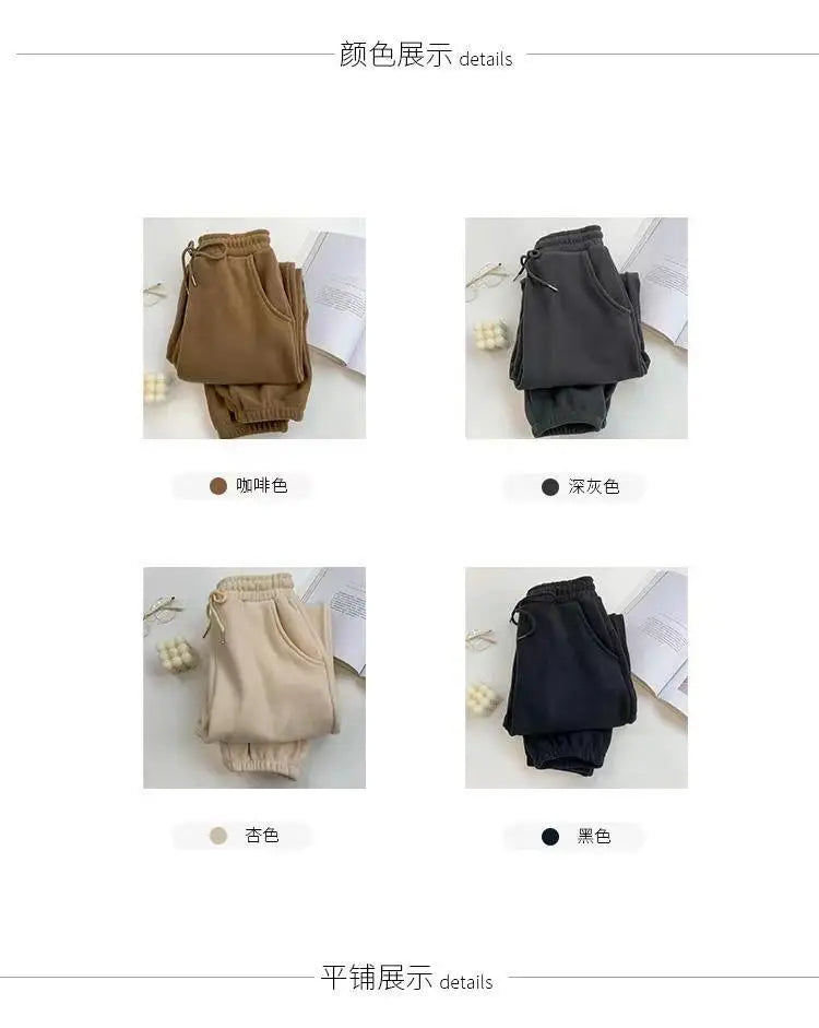 Women Winter Thick Warm Trousers Warm Double-sided Polar Fleece Harem Pants Casual Sports High Waist Comfortable Baggy Long Pant
