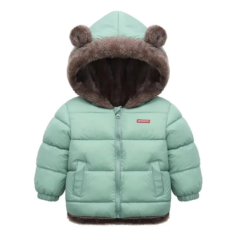 Winter Boys Girls Down Coats Kids Plush Velvet Jackets Children Thick Hooded Outerwear Baby Toddler Autumn Winter Padded Clothes