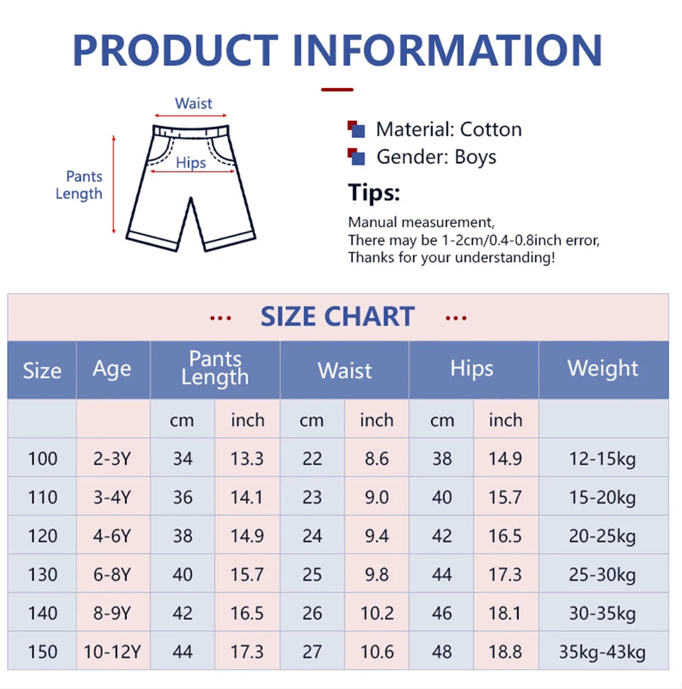 Kids Summer Cargo Pants Shorts For 2-12T Child Elastic Trouser Boy Summer Pants Teen Loose Pants Boys Shorts Sweatpants 남아 여름 바지