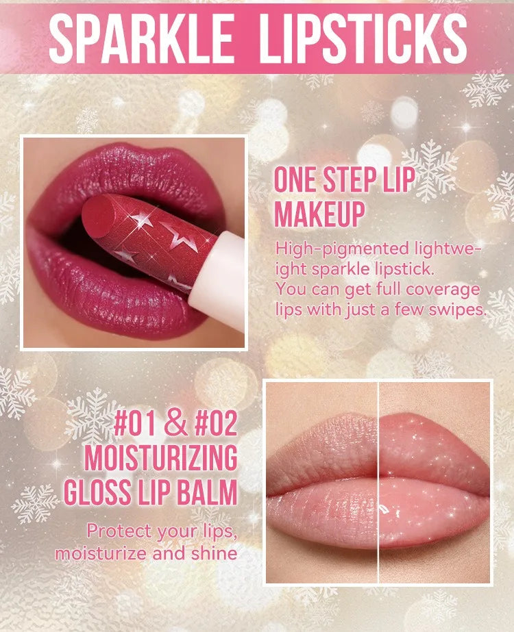 Diamond Metallic Pearlescent Lipstick Shiny Non-stick Cup Matte Velvet Waterproof Lip Stick Sexy Red White Lips Makeup Cosmetics
