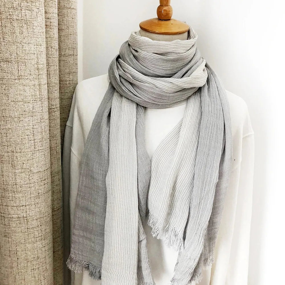 Cotton Linen Striped Scarf for Men Autumn Winter Men's Scarves Soft Warm Neckerchief Male Accessories Bufandas Shawls