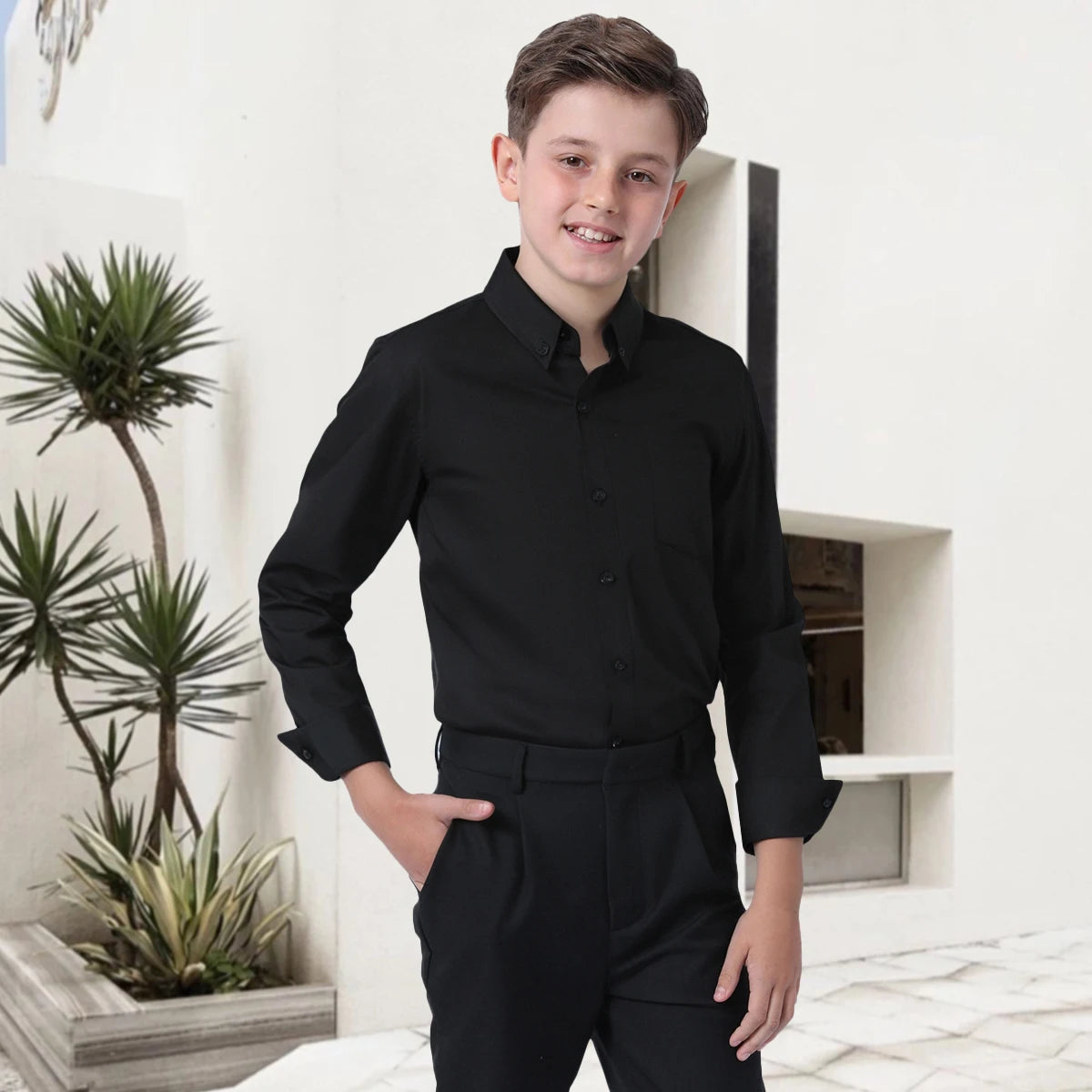 Boys Shirt Kids Oxford White Shirts Kids School Uniform Gift Perform Ceremony Birthday Wedding Formal Clothes 6 to 14 Years