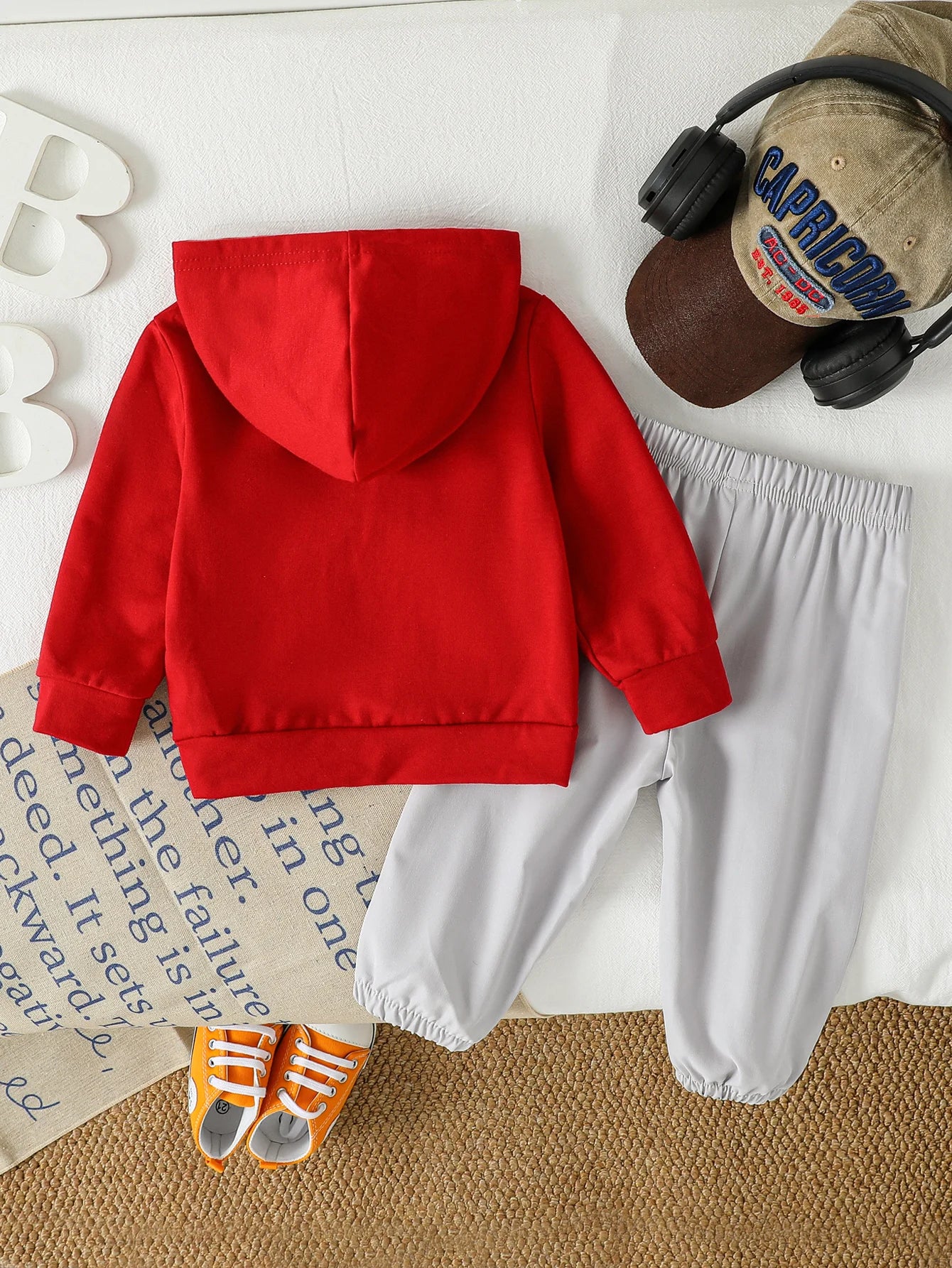 2Pcs Baby Boys Long Sleeve Hooded Pullover Sweatshirt Sweatpants Suit Autumn Clothes Sets For 1-3Y Casual Daily