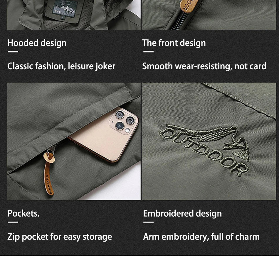 Winter Jacket Fashion Coat Hoodies Camping Hiking Jacket Men's Casual Waterproof Jacket Windbreaker Men Outerwear Men's Clothes