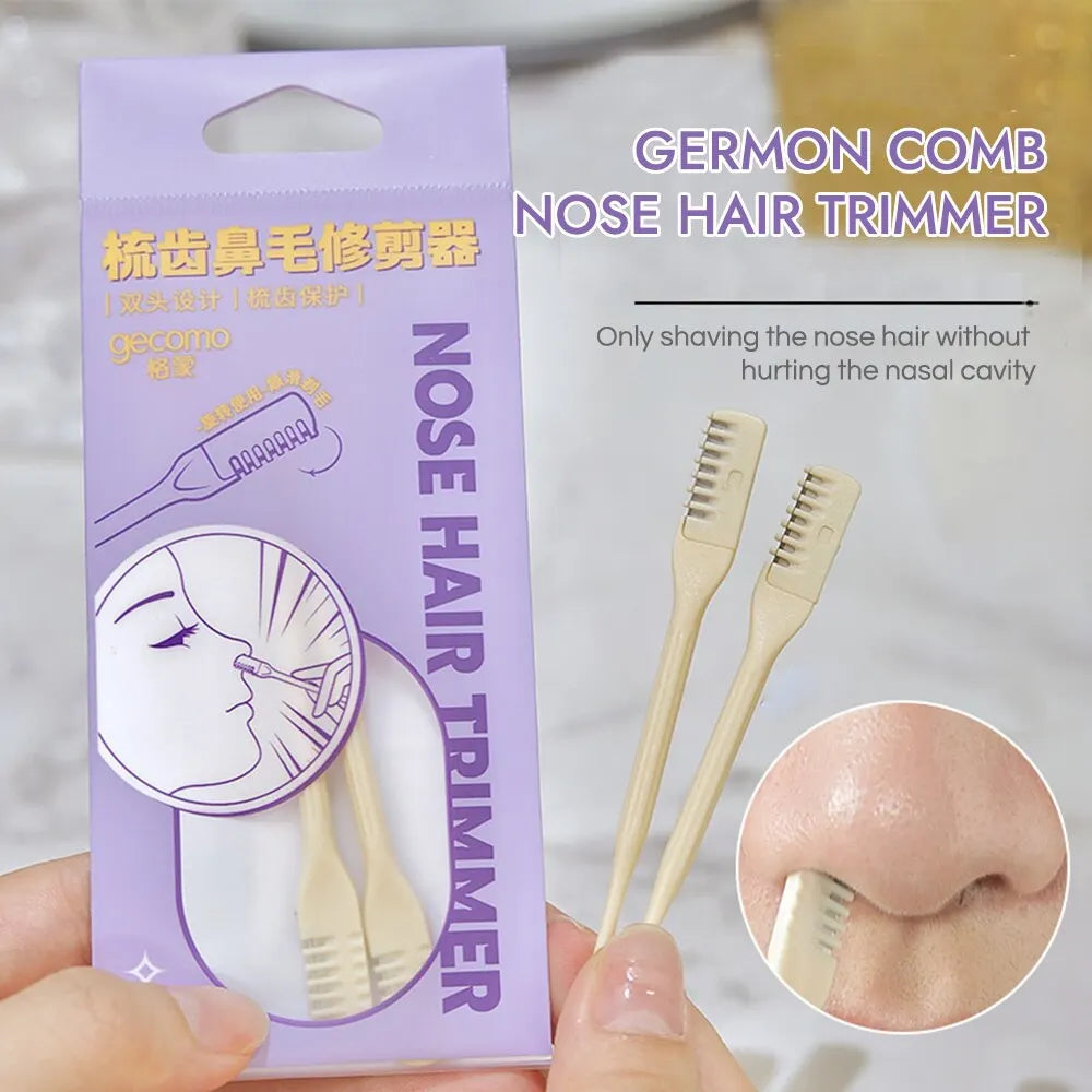 GECOMO Comb Nose Hair Trimmer Nose Hair Scraper Clean Nose Hair Trimmer Shaving Scissors Two Packs