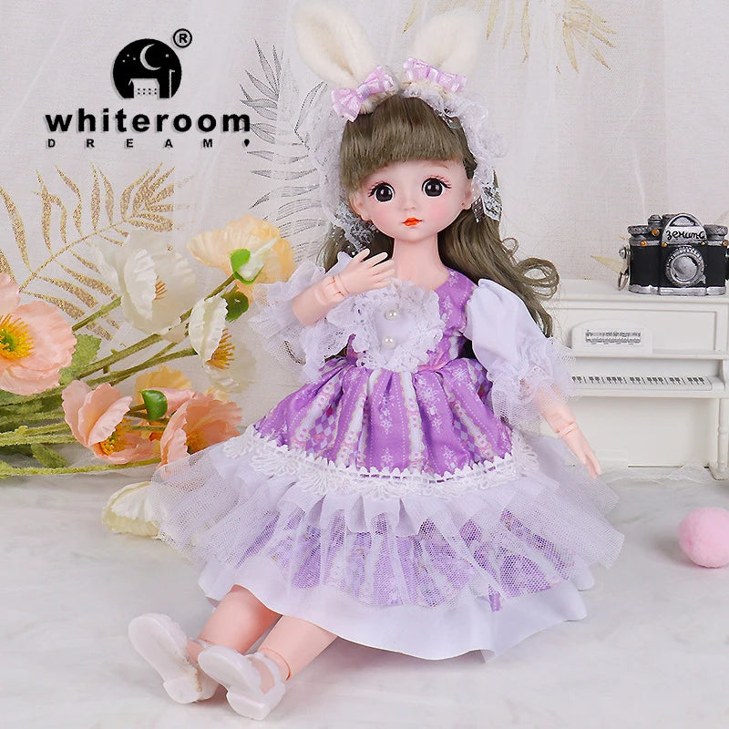 New 30cm BJD Doll High Beauty Asian Girl Toy For Chilren Retro Classic Wedding Dress Lolita Noble Rabbit Holiday Birthday Gift