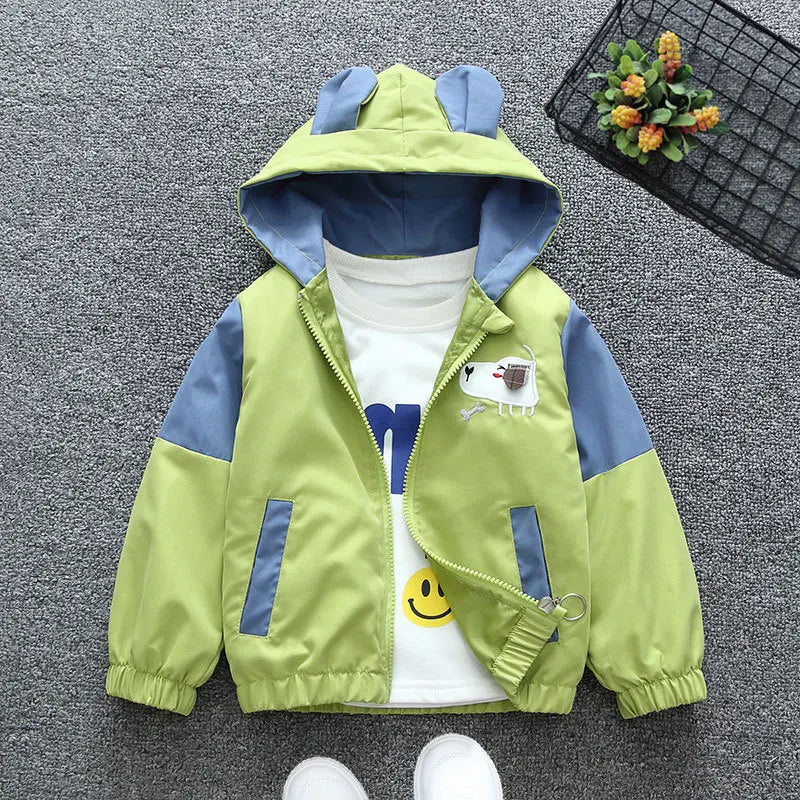 Fashion Dogs Baby Boys Jackets Casual Hooded Zipper Kids Windbreaker Coat Cartoon Boys Outerwear 1 2 3 4 5 6 Years Kids Clothes