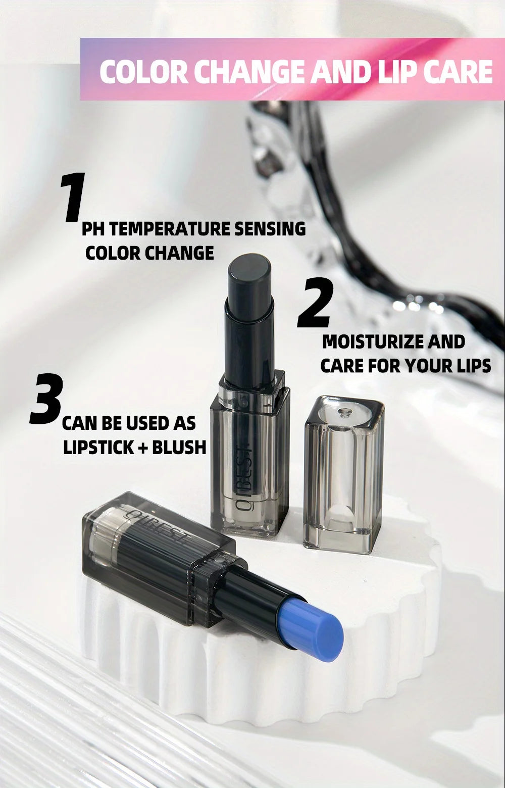 2Pcs/Set Magic Color Shift，Self-Adjusting Lipstick for Effortlessly Vibrant Lips, Color Change Lip Blam