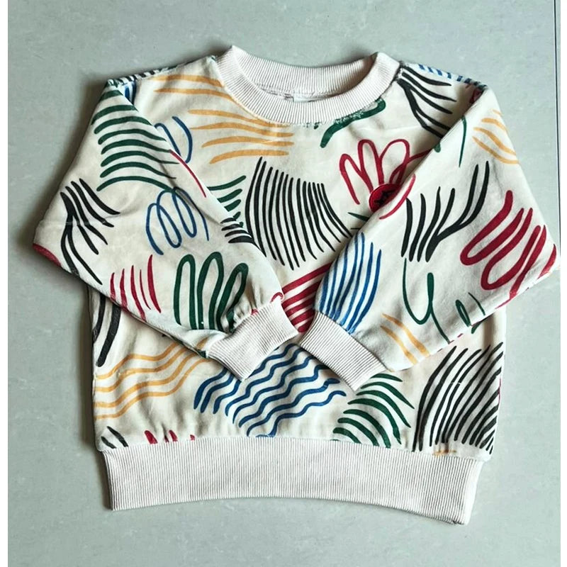 kids sweatshirts and pant clothing sets aw25  boys girls cute print sweaters outwear tops and skirts clothest set