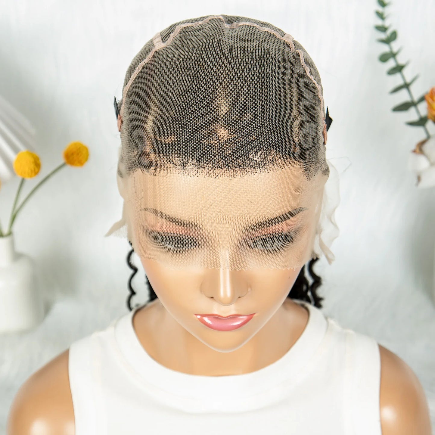 Cornrow Braided Wigs with Curly Ends Knotless Lace Frontal Braids Wig Synthetic Full Lace Braided Wigs with Baby Hair for Women