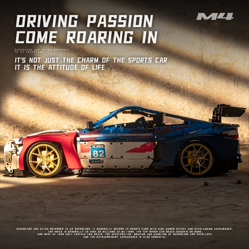 4555PCS Technical M4 Poweful Sport Car Building Blocks High Tech Supercar MOC Construction Bricks Toys Gift For Adult Friend