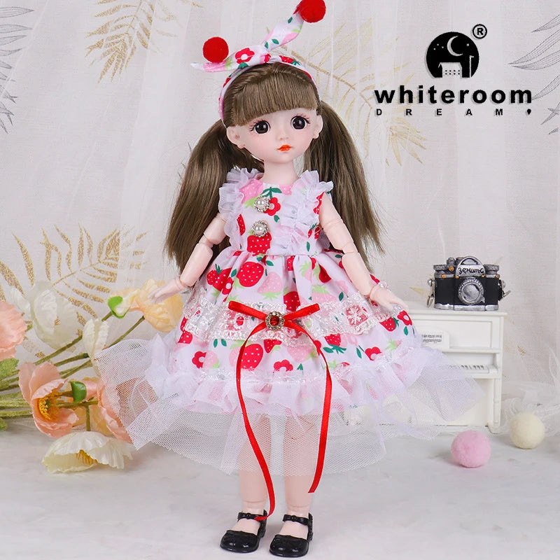 New 30cm BJD Doll High Beauty Asian Girl Toy For Chilren Retro Classic Wedding Dress Lolita Noble Rabbit Holiday Birthday Gift