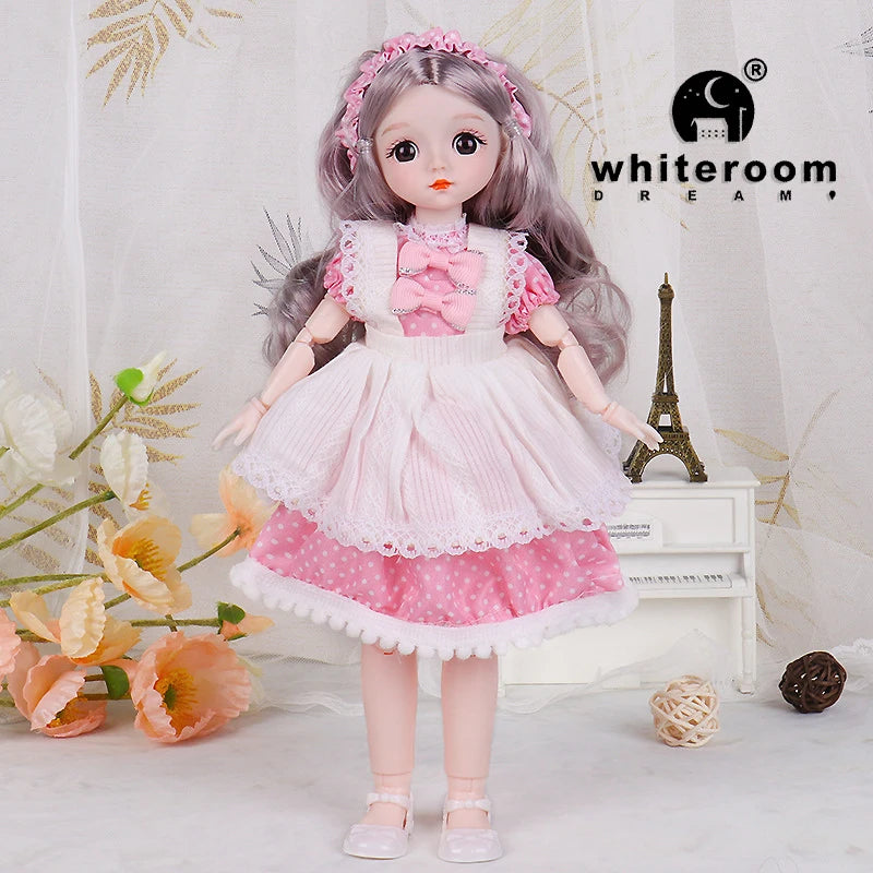 New 30cm BJD Doll High Beauty Asian Girl Toy For Chilren Retro Classic Wedding Dress Lolita Noble Rabbit Holiday Birthday Gift