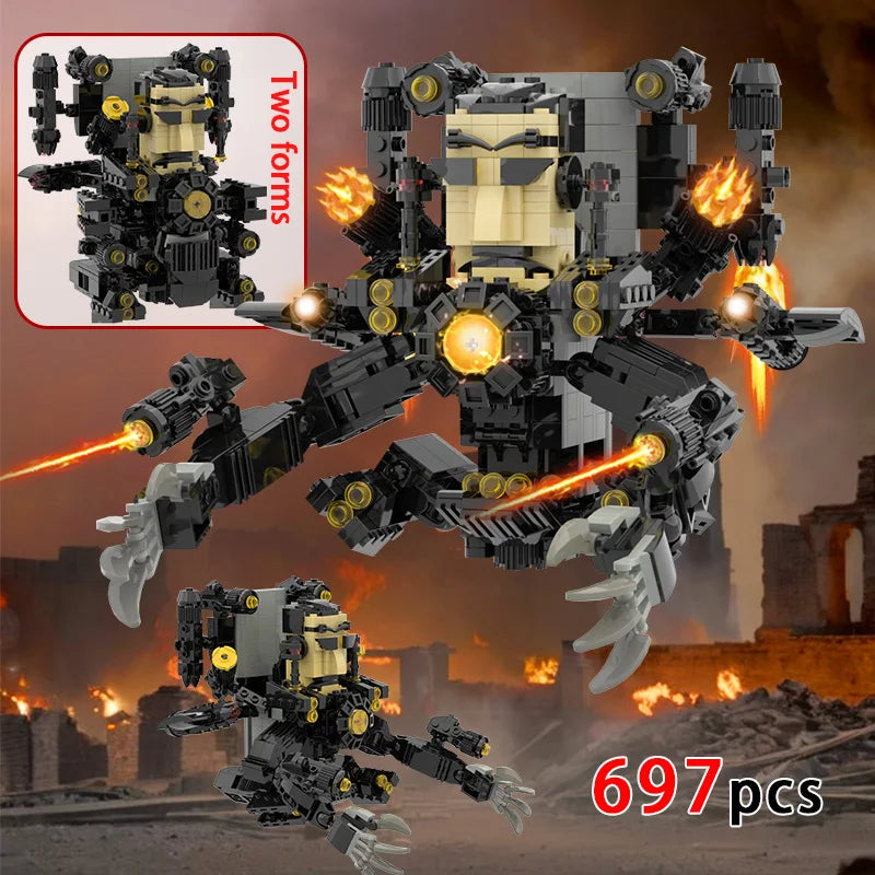 New Skibidi Toilete Building Block Titan Clock Man 2.0 TVman Speakerman Drill Man Bricks Model Toys for Kid Birthday Easter Gift