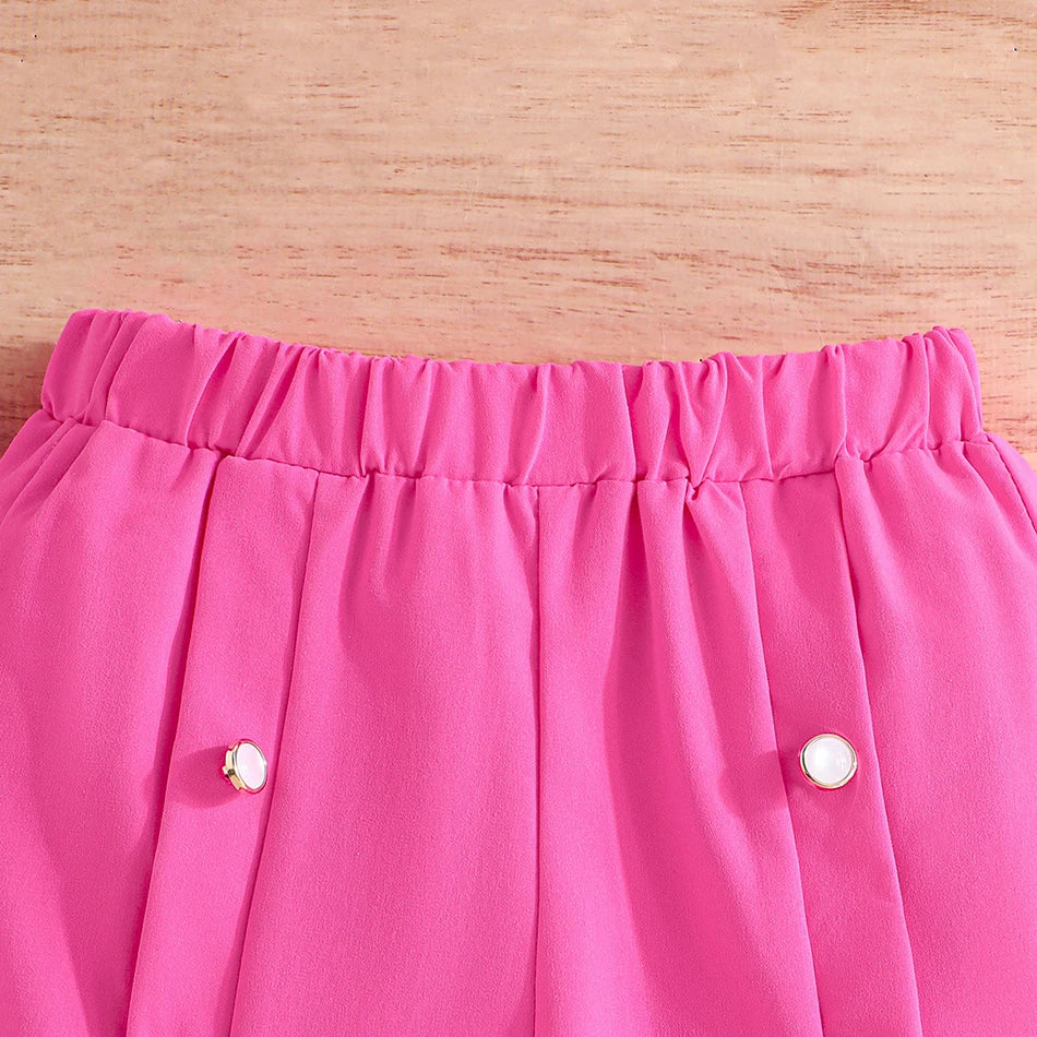 Children Clothing Stylish Girls Kids Autumn Winter Long Sleeve Bow-Tie Mesh-Sleeved Suit Pant Set Everyday Wear Children Sets