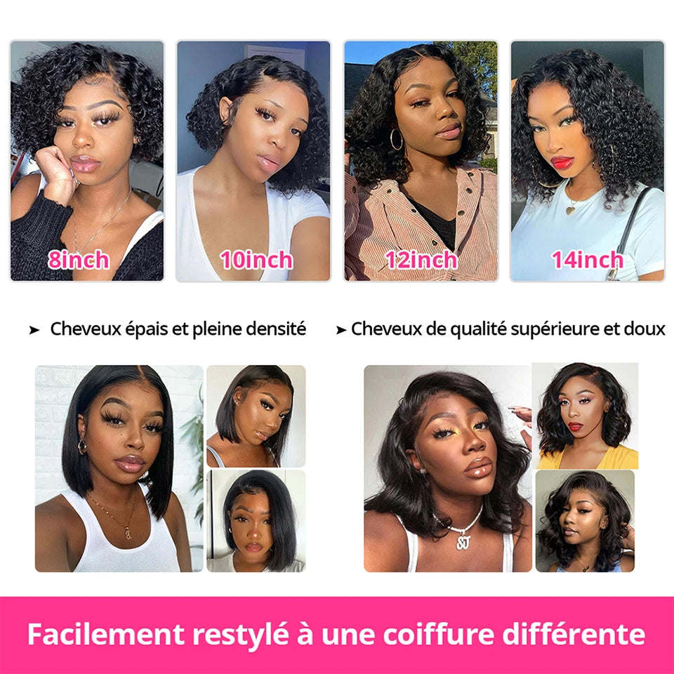 SVT Brazilian Water Wave Short Bob Lace Front Closure Wig Human Hair Wigs Wavy Curly Bob Frontal Wigs For Women Preplucked