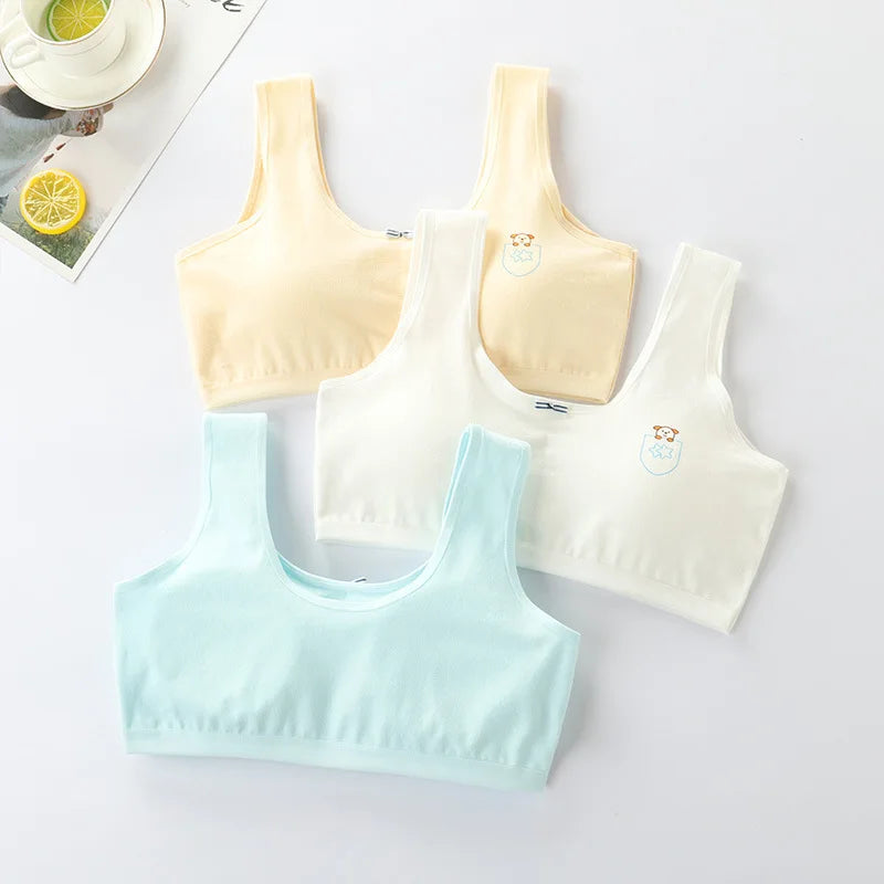 Underwear for Female Primary School Students 8-9-12-16 Years Old Small Vest Cotton Girl Junior High School Student Anti-Bump Bra