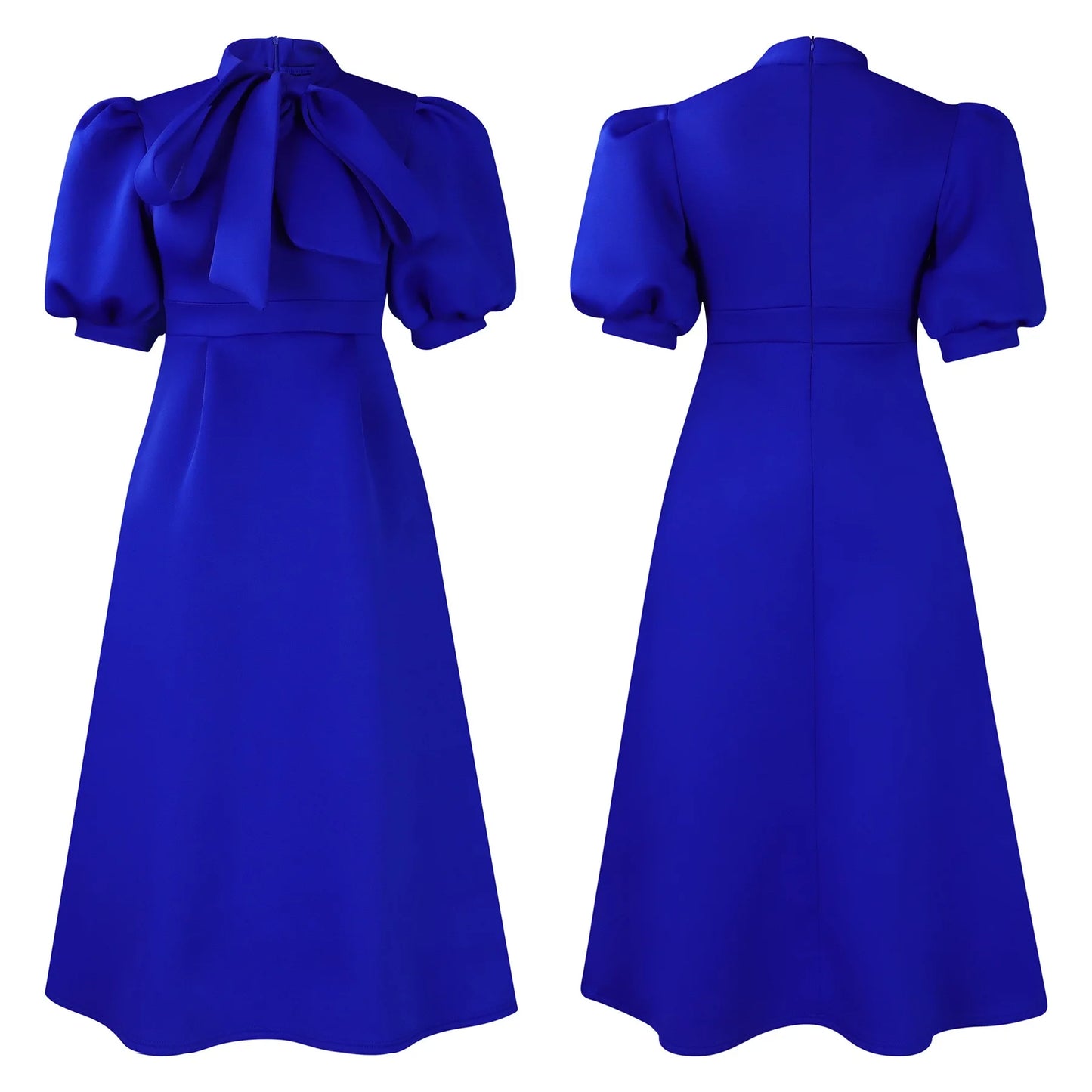 Elegant Party Dresses for Woman 2024 Luxury Bow Collar Short Sleeve High Waisted A Line Pleated Ankle Length Birthday Party Robe