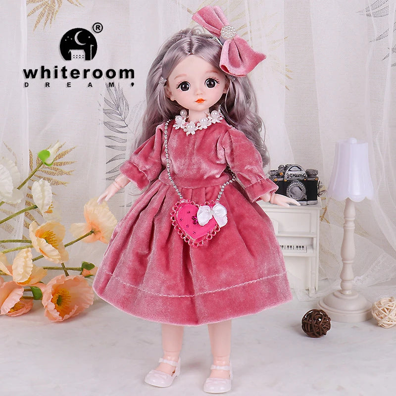 New 30cm BJD Doll High Beauty Asian Girl Toy For Chilren Retro Classic Wedding Dress Lolita Noble Rabbit Holiday Birthday Gift