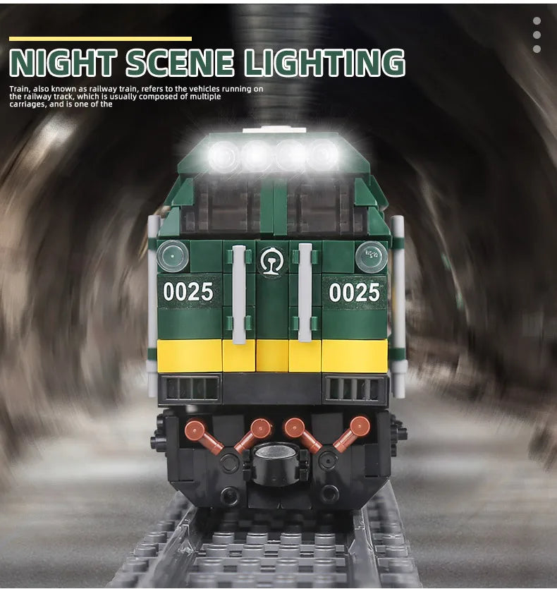 Mould King Green Train World Railway Series Block Model Boys Gift DIY Block Set Boys Girls Teenagers Gift Static version
