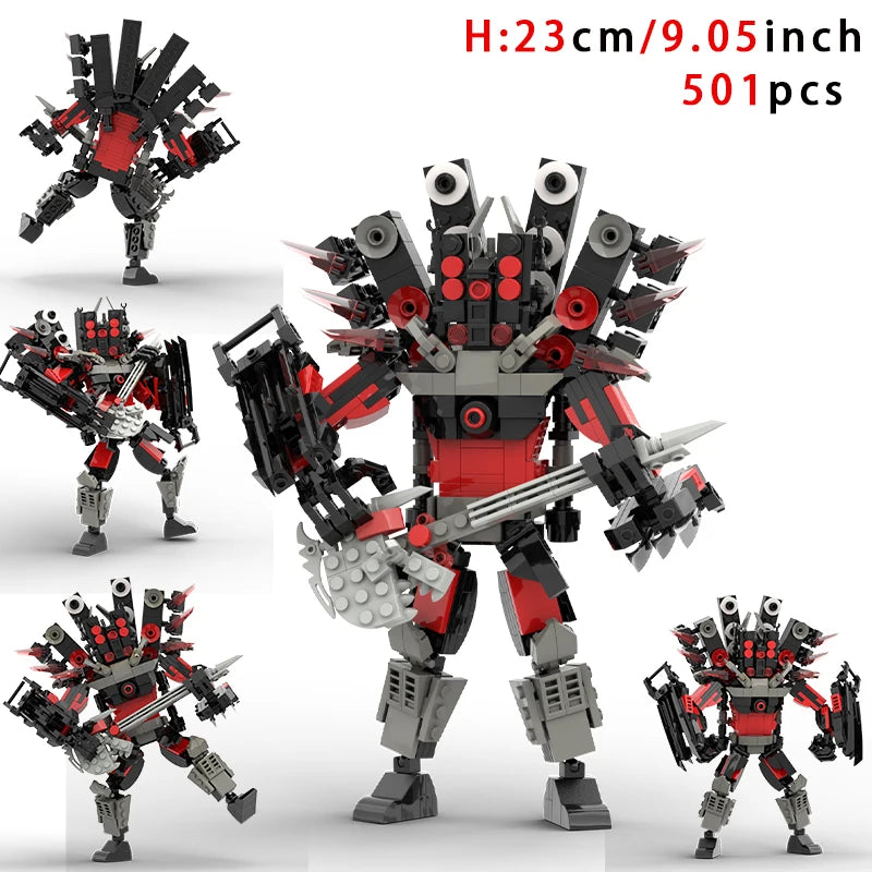 New Skibidi Toilete Building Block Titan Clock Man 2.0 TVman Speakerman Drill Man Bricks Model Toys for Kid Birthday Easter Gift