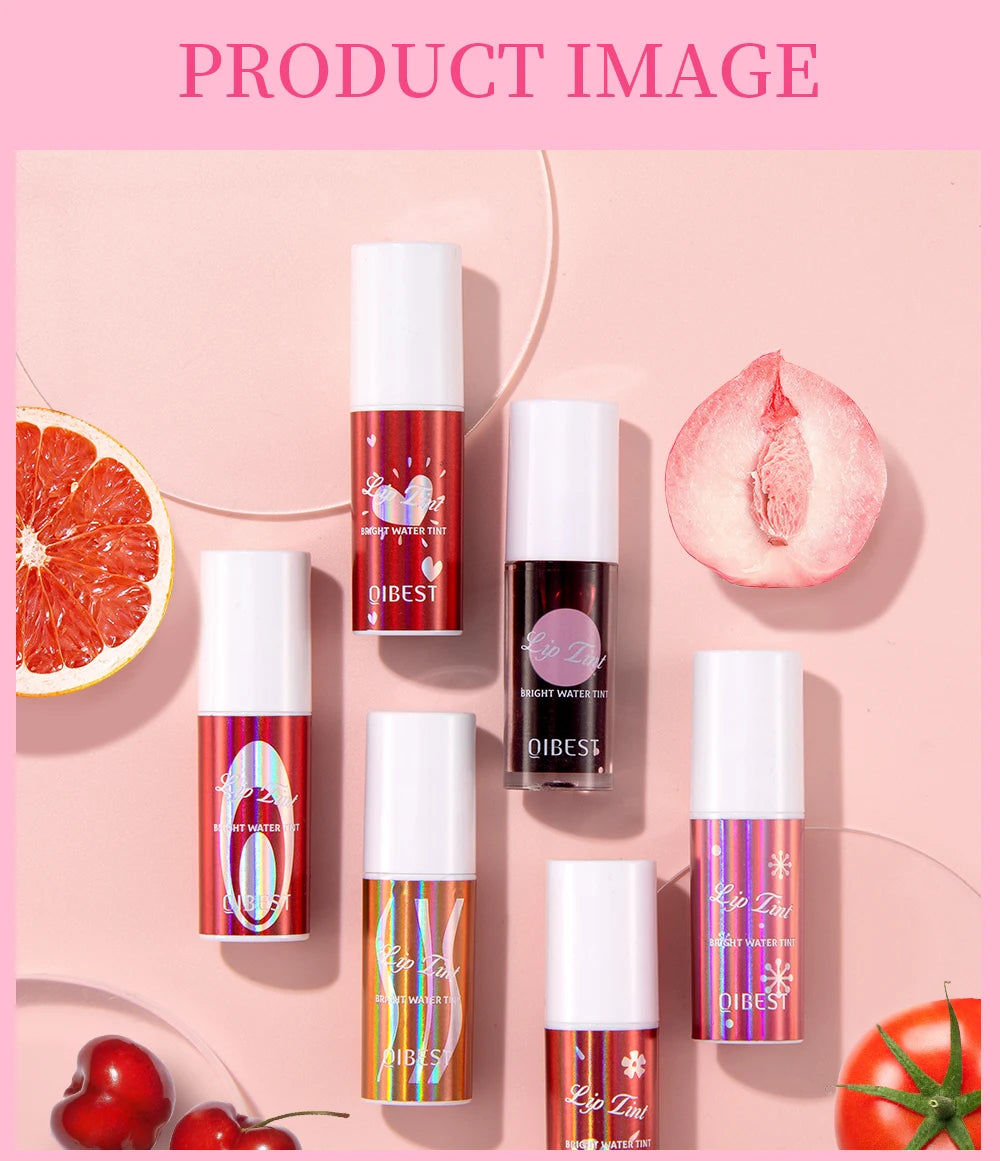 QIBEST Mirror Lip Glaze Water Lipgloss Sexy Red Lip Tint Liquid Lipstick Long-lasting Moisturizing Natural Beauty Lips Cosmetics