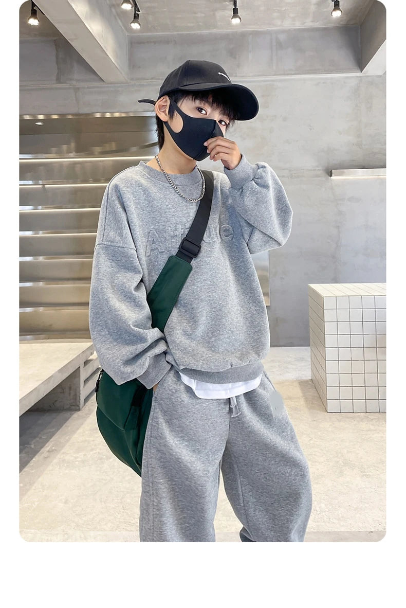 5-14 Years Teenager Boys Clothing Sets Spring Autumn New Fashion Letter Sweatshirt + Pants 2Pcs Tracksuit Suits For Kids Clothes