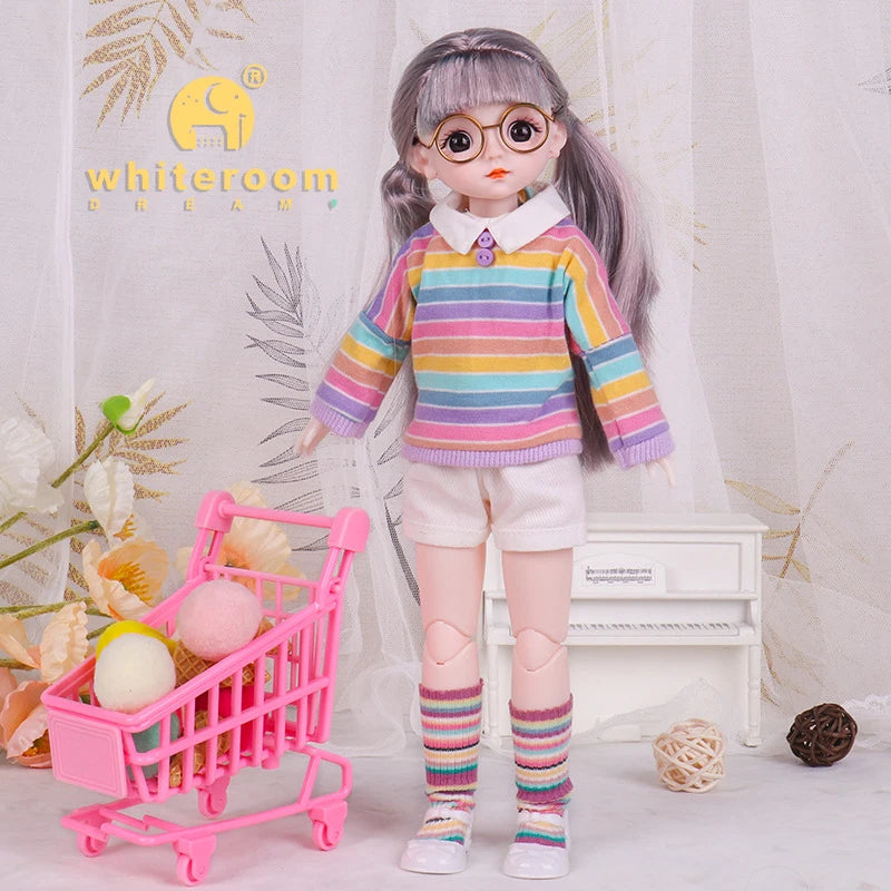 New 30cm BJD Doll High Beauty Asian Girl Toy For Chilren Retro Classic Wedding Dress Lolita Noble Rabbit Holiday Birthday Gift