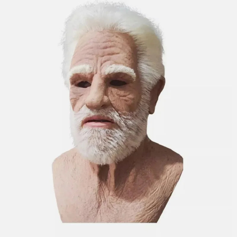 Mr máscara branca halloween novo homem velho careca chapelaria real cosplay adereços fotografia acessórios