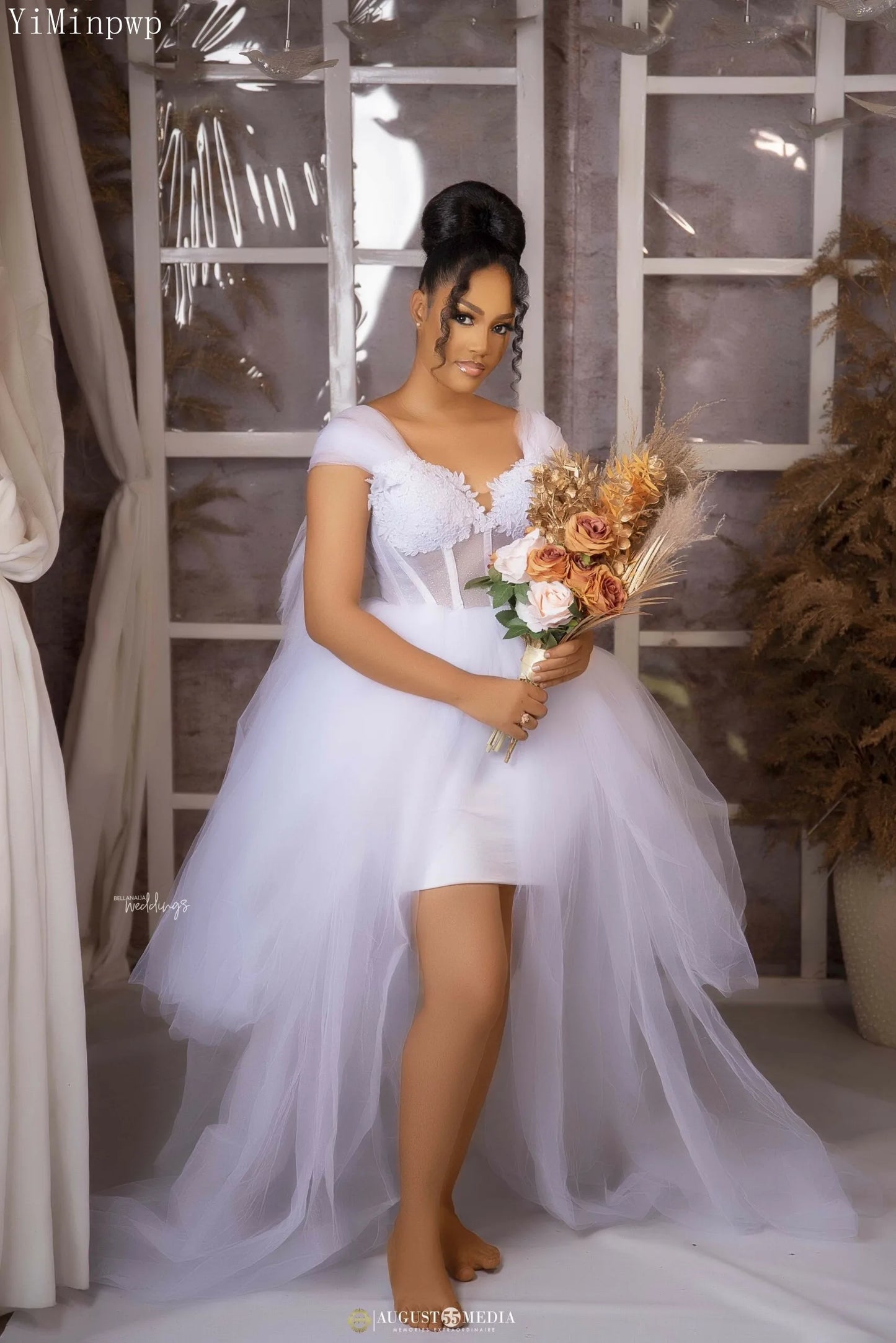 White Wedding Bride Robes Off Shoulder Split Inside Little Skirt Corset Appliques Bridal Shower Dress robes de mariee Customized