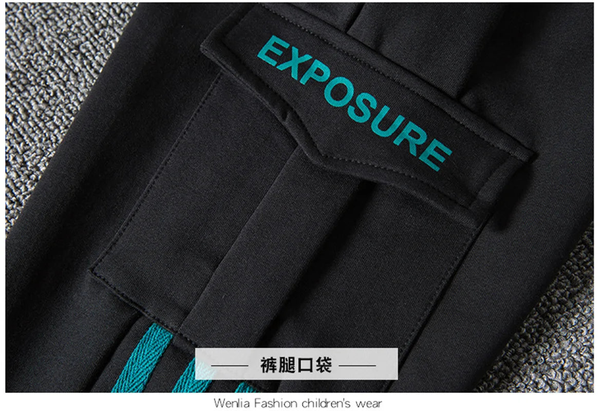 Boys Suit Sweatshirts +Pants Cotton 2Pcs/Sets 2023 Luxury Spring Autumn Thicken Sports Sets Kid Breathable Children Clothing