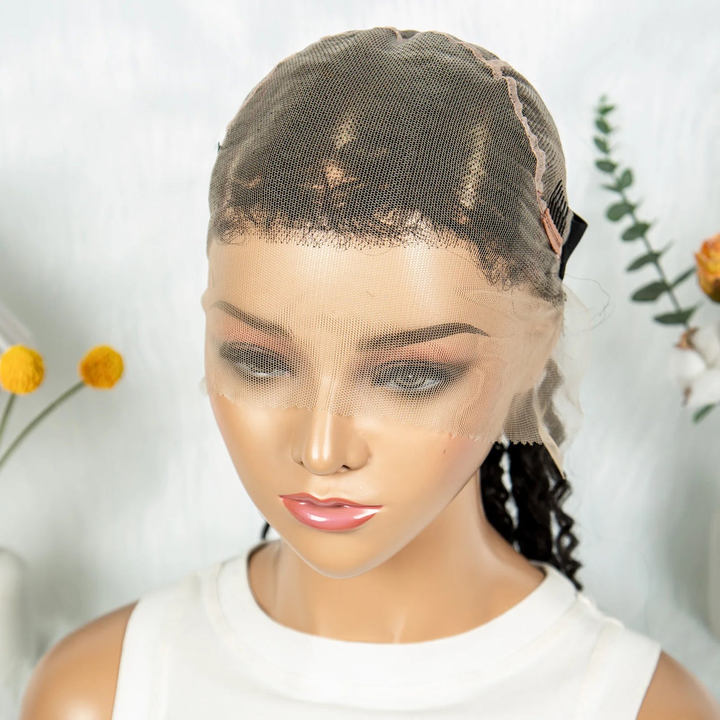 Cornrow Braided Wigs with Curly Ends Knotless Lace Frontal Braids Wig Synthetic Full Lace Braided Wigs with Baby Hair for Women