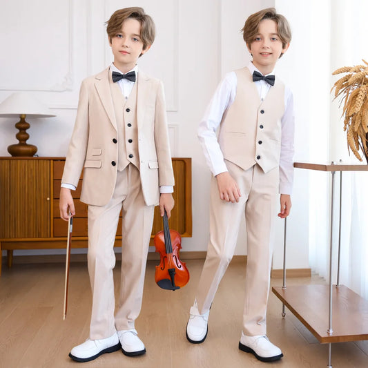 Child Boys Wedding Suit 1-14 Years Teenage Boy Suits Outfits Set Spring Autumn Elegant Boy Formal Piano Performance Costume Suit