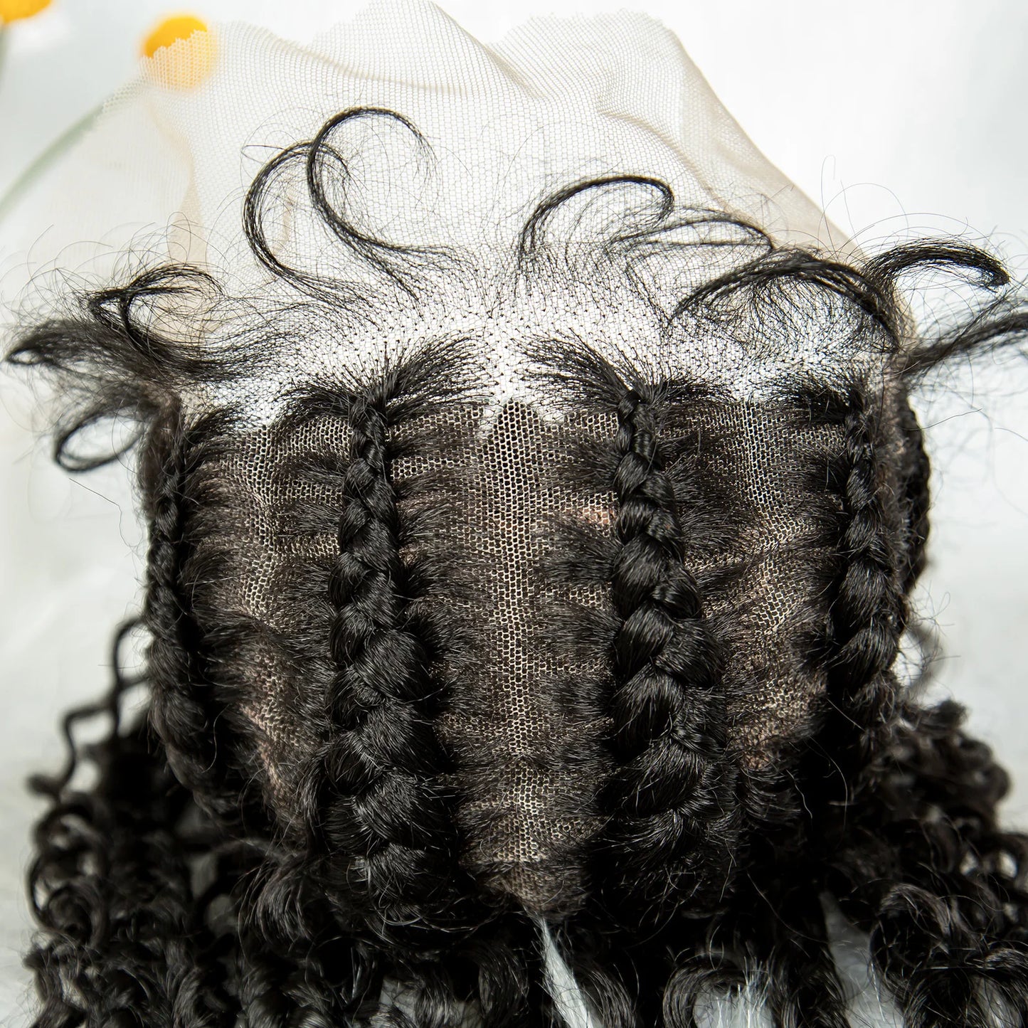 Cornrow Braided Wigs with Curly Ends Knotless Lace Frontal Braids Wig Synthetic Full Lace Braided Wigs with Baby Hair for Women