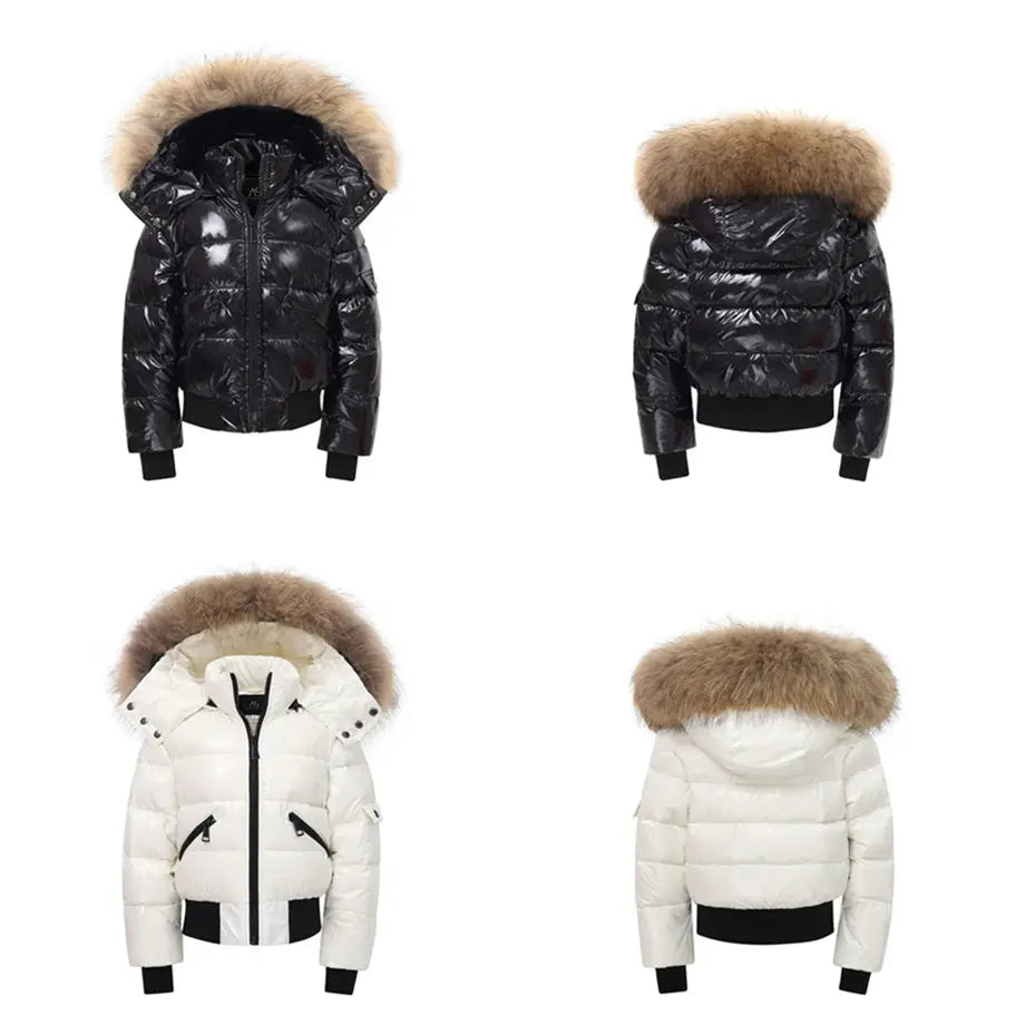 AS Winter kids Down Jackets bomber design coats with nature fur