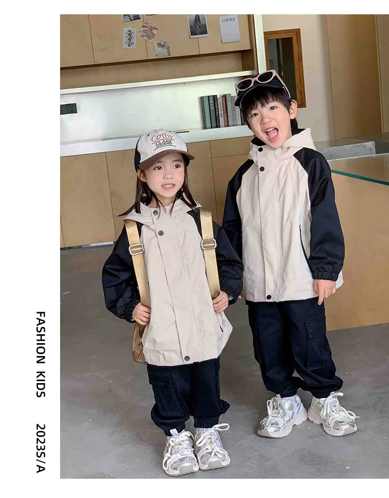 Autumn 2024 New Famliy Outdoor Clothes Fashion Korean Style Dad Mom and Daughter Son Matching Tops Zip Jacket Cargo Pants Outfit