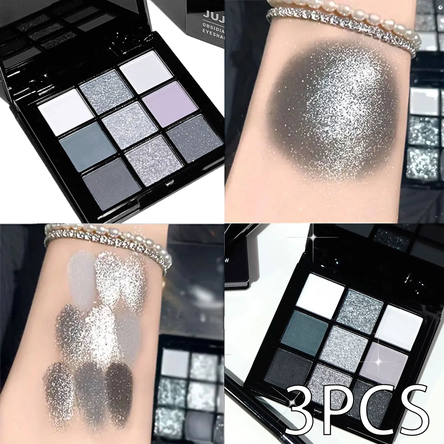 Nine-color eyeshadow palette, gray-pink smoky makeup, matte pearlescent silkworm brightening makeup