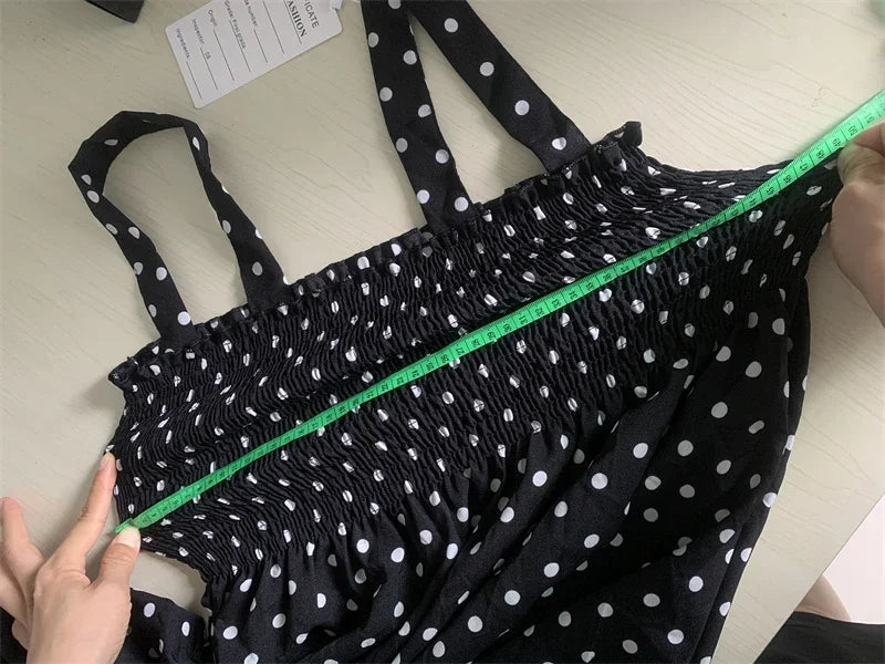 robe femme Summer Polka Dot Womens Dresses Elegant Square Neck Sleeveless Chiffon Long Dress Super Discount vestidos para mujer