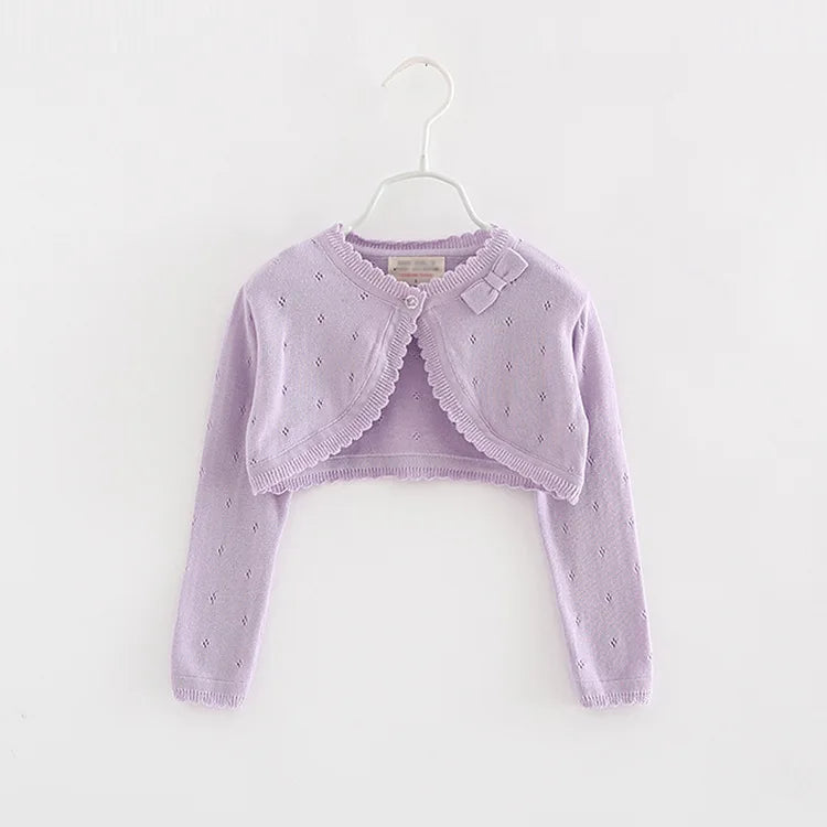 0 to 8 Years White Girls Cardigans Sweater Jacket Kids Girls Coat Outcoat Shawl Girls Clothing